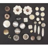 Buttons - a mixed lot of mother of pearl buttons comprising a large flowerhead pair, 6cm, a set of