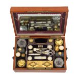A fine Palais Royal satinwood dressing and sewing box, circa 1850, of rectangular form, oval