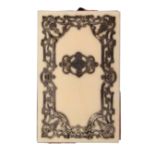 A 19th Century French ivory notelet, with printed day book the rectangular cover with central silver