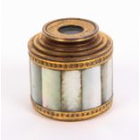 A 19th Century monocular signed ‘Lerf Bours’, four stage gilt barrel with mother of pearl grip, an