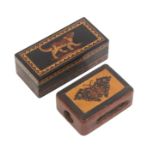 Tunbridge ware – two pieces, comprising a rosewood rectangular ring box, the lid with a fine