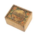 A small early Tunbridge ware white wood box with print and paint decoration, the rectangular box