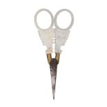 A pair of Palais Royal scissors, the tapering steel blades to gilt metal floral mounts, the