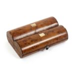 An early 19th Century French Palais Royal small format sewing box, the burr walnut case of twin
