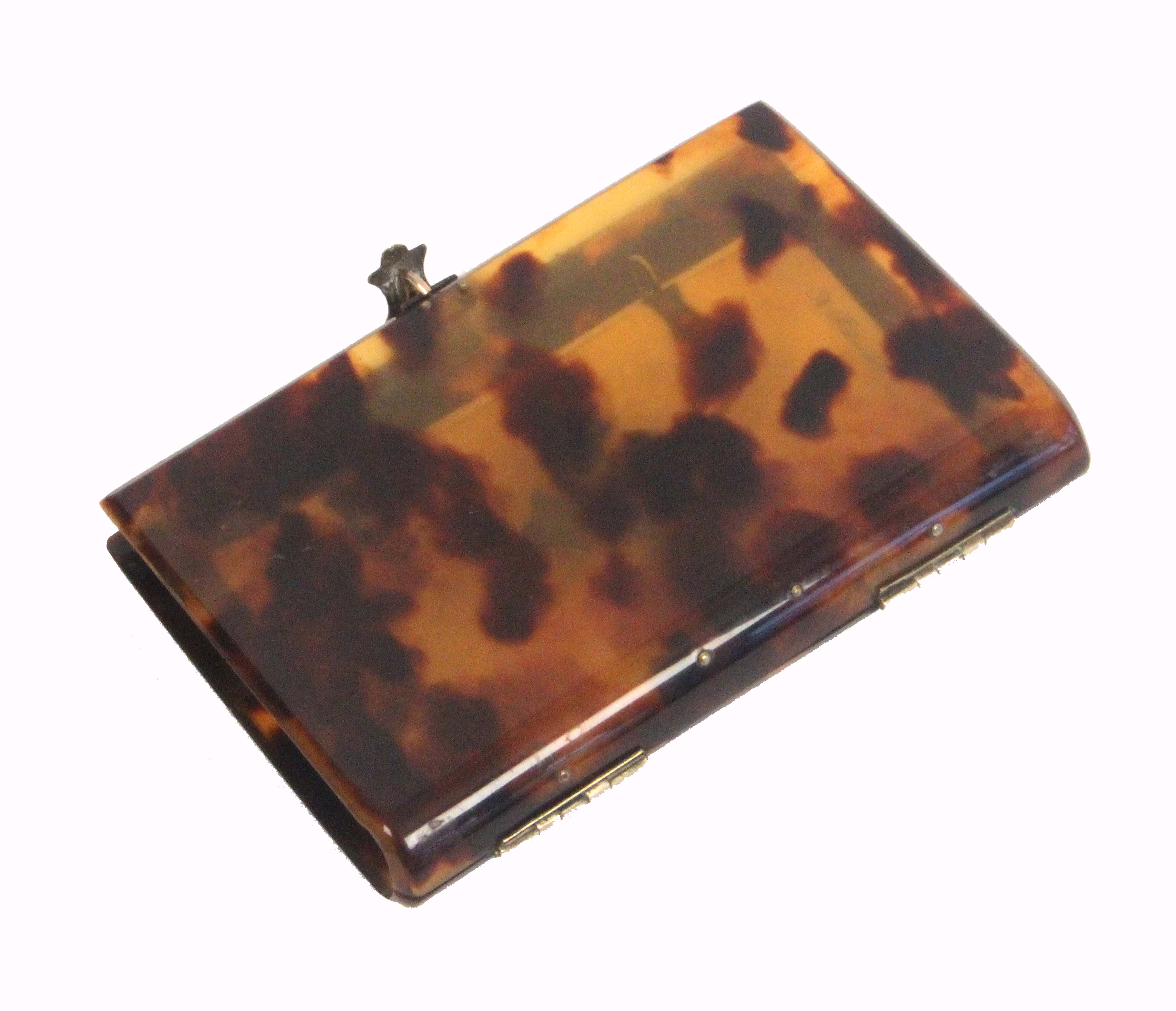 A 19th Century French tortoiseshell notelet case, of rectangular form with curved spine, white metal - Image 3 of 3