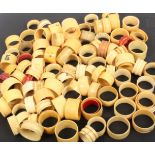 Napkin rings – one hundred plus, 19th Century ivory and bone examples.     (100+)