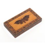A Tunbridge ware rectangular paper weight, with an inset mosaic of a butterfly within a satinwood