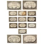 A group of fourteen elegant printed labels in two sizes for tinctures, medicines and condiments,