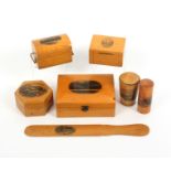 Mauchline ware – seven pieces, comprising a rectangular box (Black Gang Chine, Isle of Wight), 13.