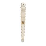 A Palais Royal mother of pearl combination earspoon/ tweezer, the bowl with carved spiral mount to