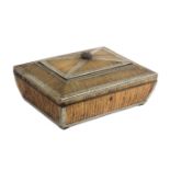 An early 19th Century Anglo Indian sewing box, of sarcophagal form in porcupine quill with