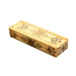 A fine set of 19th Century French ivory dominoes in an engraved and stained ivory box, of