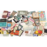 A mixed lot – sewing, comprising shop cards of buttons, a Bakerlite pin box, 8.5cms, a cardboard pin