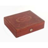 A mid Victorian red leather and gilt tooled writing box of rectangular form titled to the lid ‘