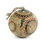 A good 18th Century knitted pin ball, composed of multi-coloured circular panels in tones of