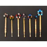 Seven inscribed bone lace bobbins, comprising Esther / Susan / Dear Mother / Ann / Thomas / George