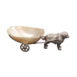 A good silver and mother of pearl pin or thimble cart, the natural pearl cart on spoked wheels