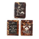 Three 19th Century tortoiseshell and inlaid card cases, all with restoration or damage, comprising a