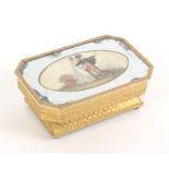 A good early 19th Century French cardboard, gilt foil and glass bonbonniere, of canted rectangular