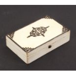 A mid 19th Century French sewing box for a child, of rectangular form in white lacquer, the lid with