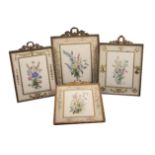 Four attractive Edwardian gilt brass decorative picture frames with easel backs, each with a