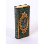 A good late 18th Century French etui in the form of a book, the covers and spine in green shagreen