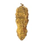 A late 18th Century ormolu etui, the case decorated with classical figures and cherubs amid ‘C’