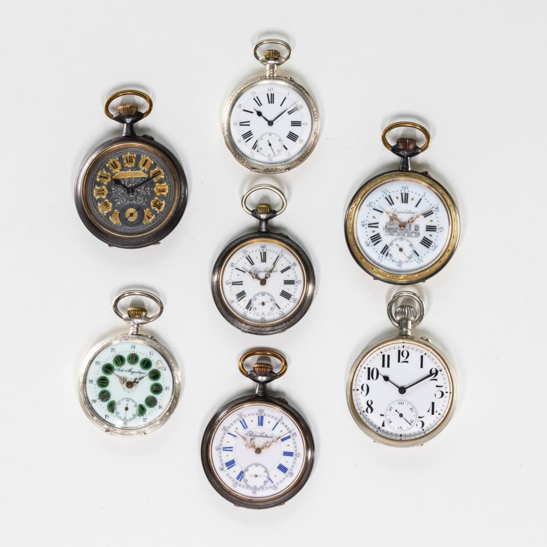 LOT OF 7 OVERSIZED POCKET WATCHES