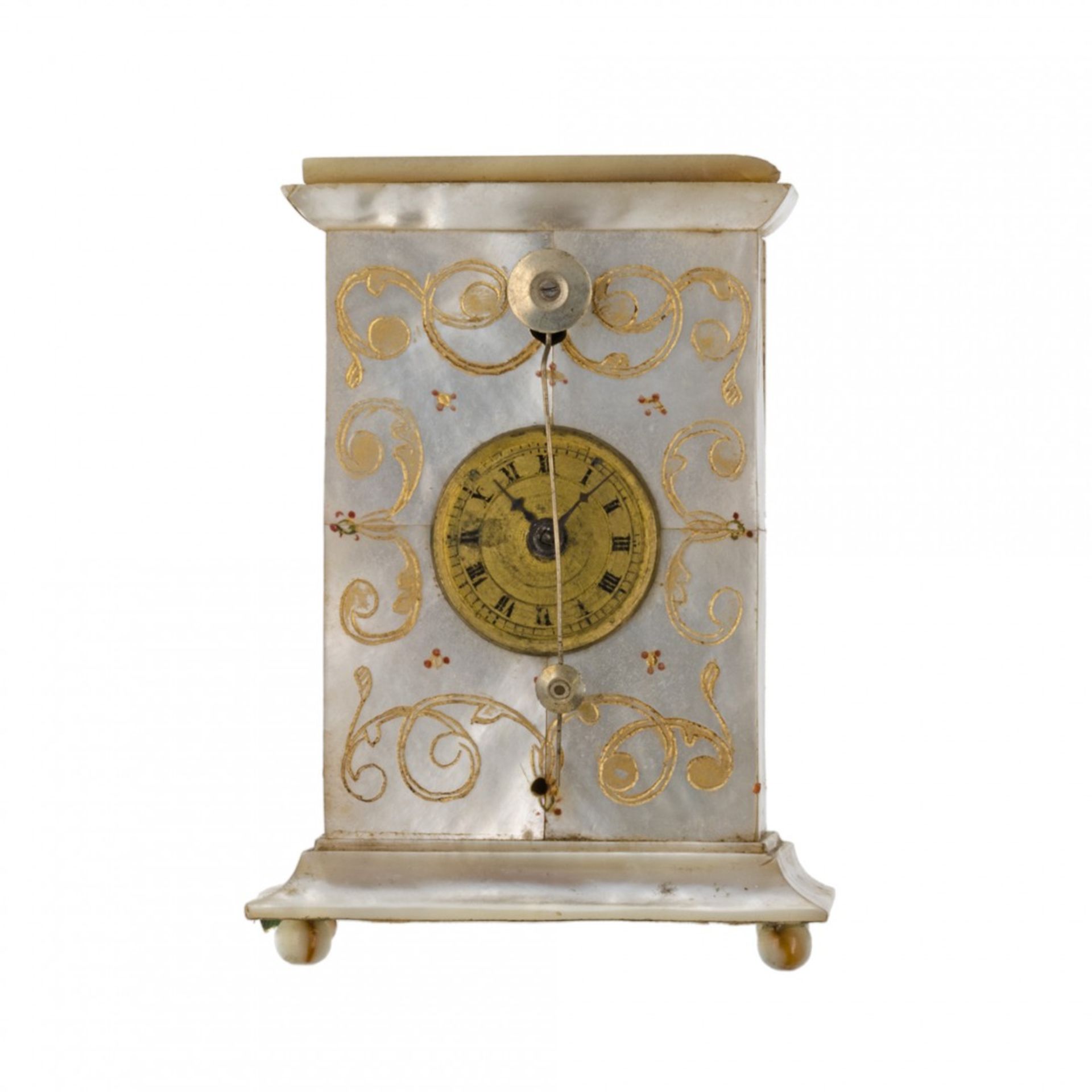 MOTHER OF PEARL MINIATURE ZAPPLER TIMEPIECE, CIRCA 1830