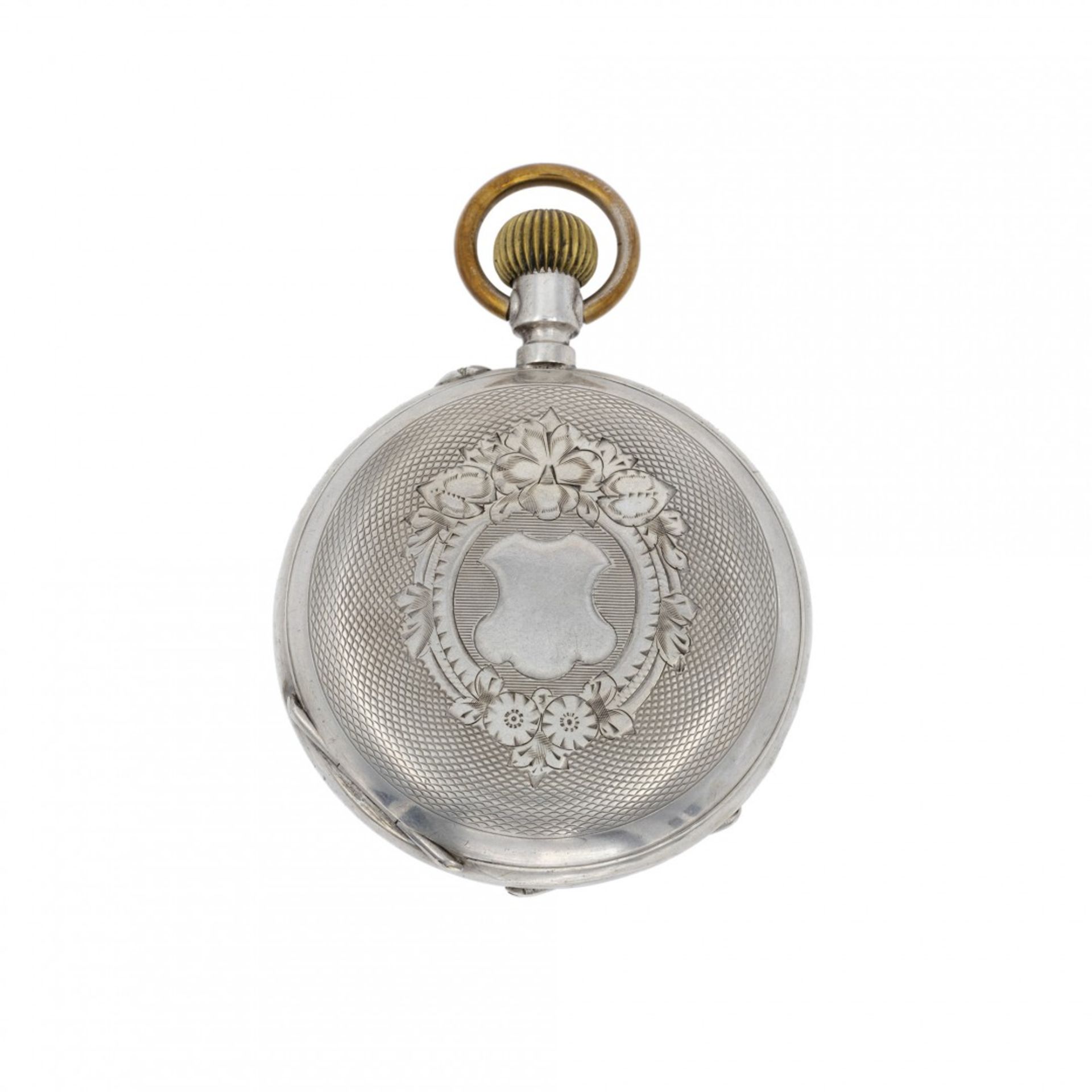 DOUBLE FACE SILVER WATCH WITH CALENDAR AND 24-HOUR DIAL, CIRCA 1880 - Image 3 of 3