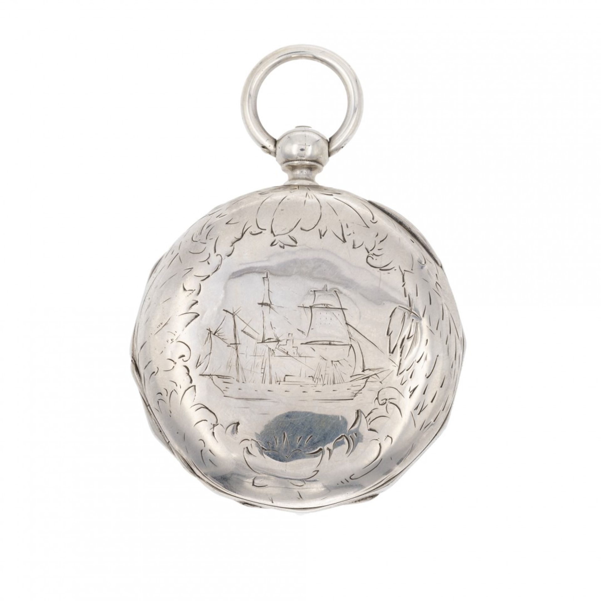 INTERESTING SILVER EXPLORER HUNTER CASE WATCH FOR THE ORIENTAL MARKET, CIRCA 1870 - Bild 5 aus 5