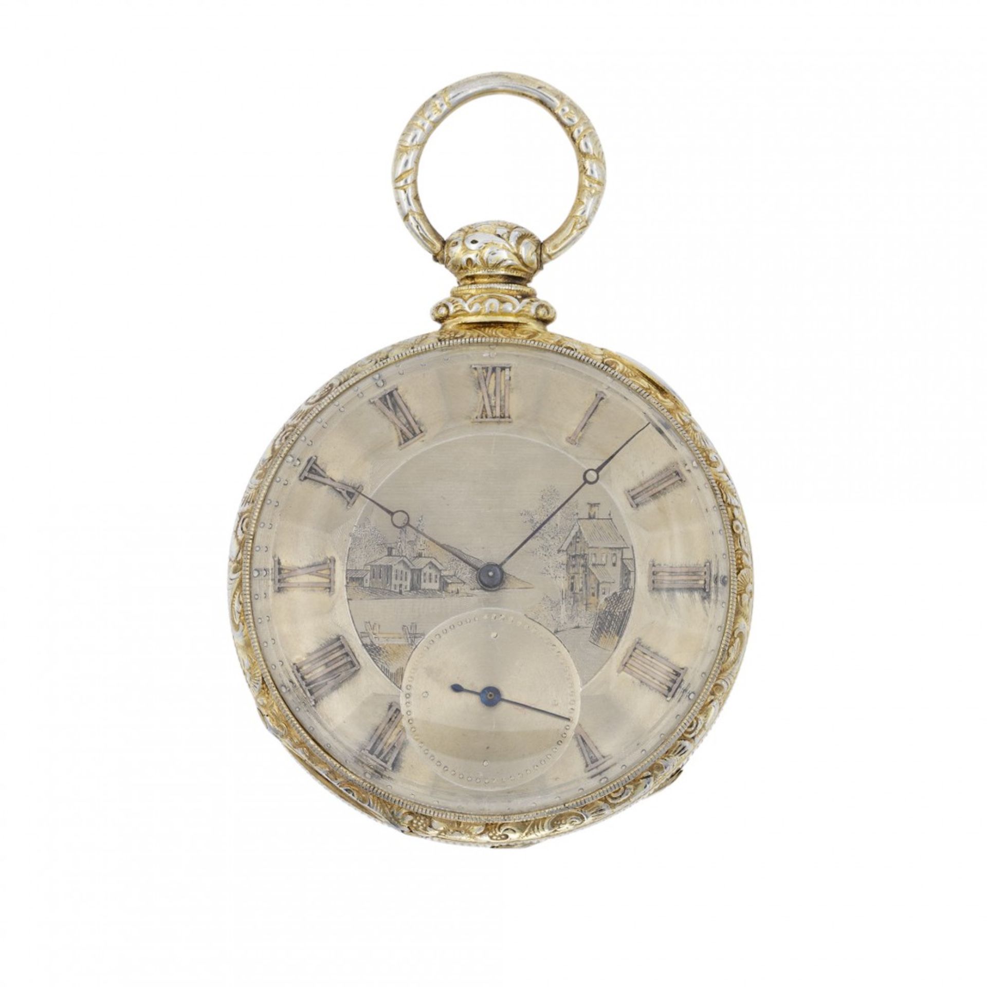 VERMEIL AND ENGRAVED WATCH SIGNED DECHOUDENS, CIRCA 1860