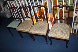 A set of three Edwardian chairs and one other
