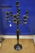 A six branch black candelabra