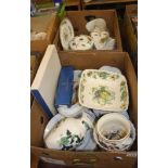 Two boxes of assorted china including Masons, Royal Worcester etc.