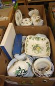 Two boxes of assorted china including Masons, Royal Worcester etc.