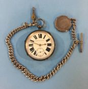 A silver pocket watch and Albert