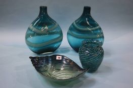 Four pieces of colourful art glass
