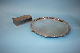 A silver plated Salver and a cigarette box