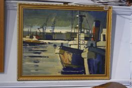 S. Graber, oil on board, signed, 'Steam vessel on the river Tyne', 43 x 56cms