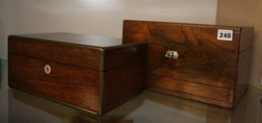 Two rosewood work boxes