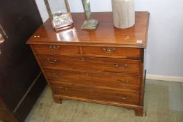 A 19th century straight front chest of drawers with two short and three long graduated drawers, 94