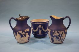 Three pieces of blue Wedgwood Jasperware