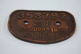 A railway plate 'Shildon'
