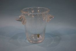 A Schneider of France clear glass ice bucket with air bubbles