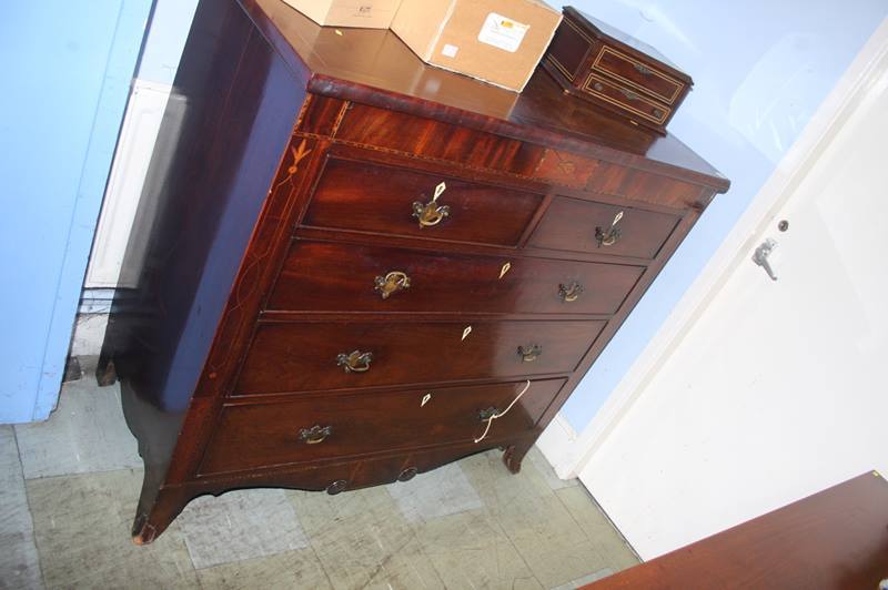 A 19th century straight front chest of two single and three long drawers