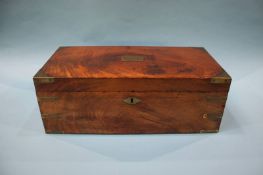 A 19th Century mahogany campaign style writing slope, 50 cm wide