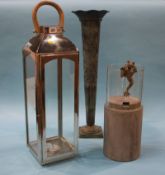 A Hurricane lamp, tall vase etc.