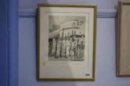 Tom Spence, engraving, signed, 'View from a window', 30 x 24cms