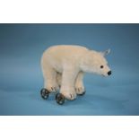 A Steiff Polar bear on wheels